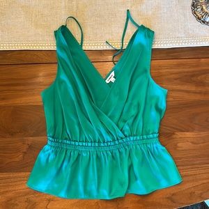 Express small green satin peplum tank